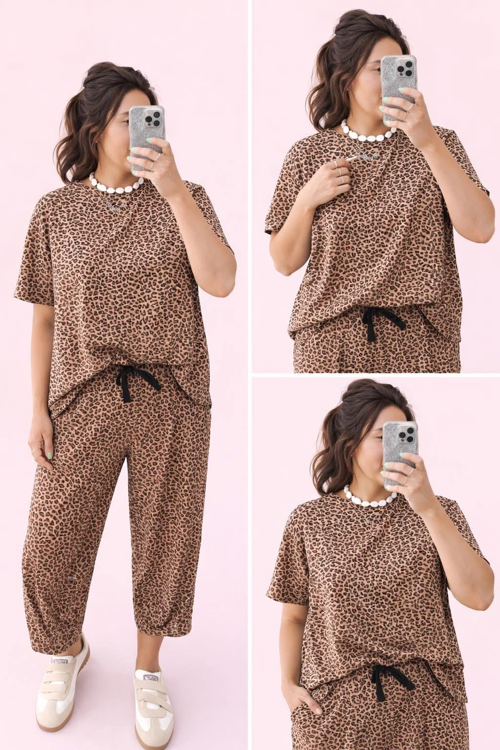 Leopard barrel pant two piece set