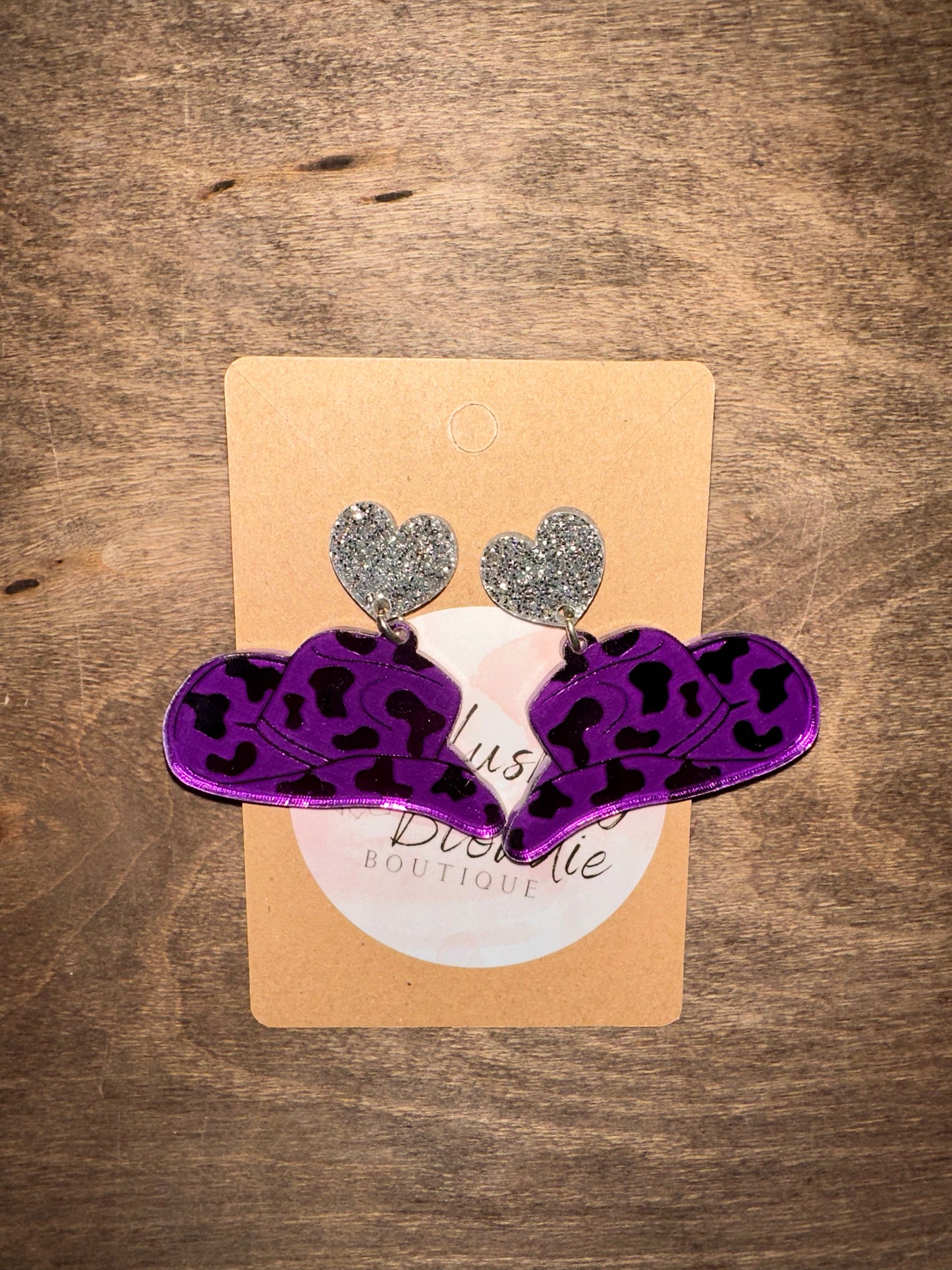 Purple Cowboy Hat Earring