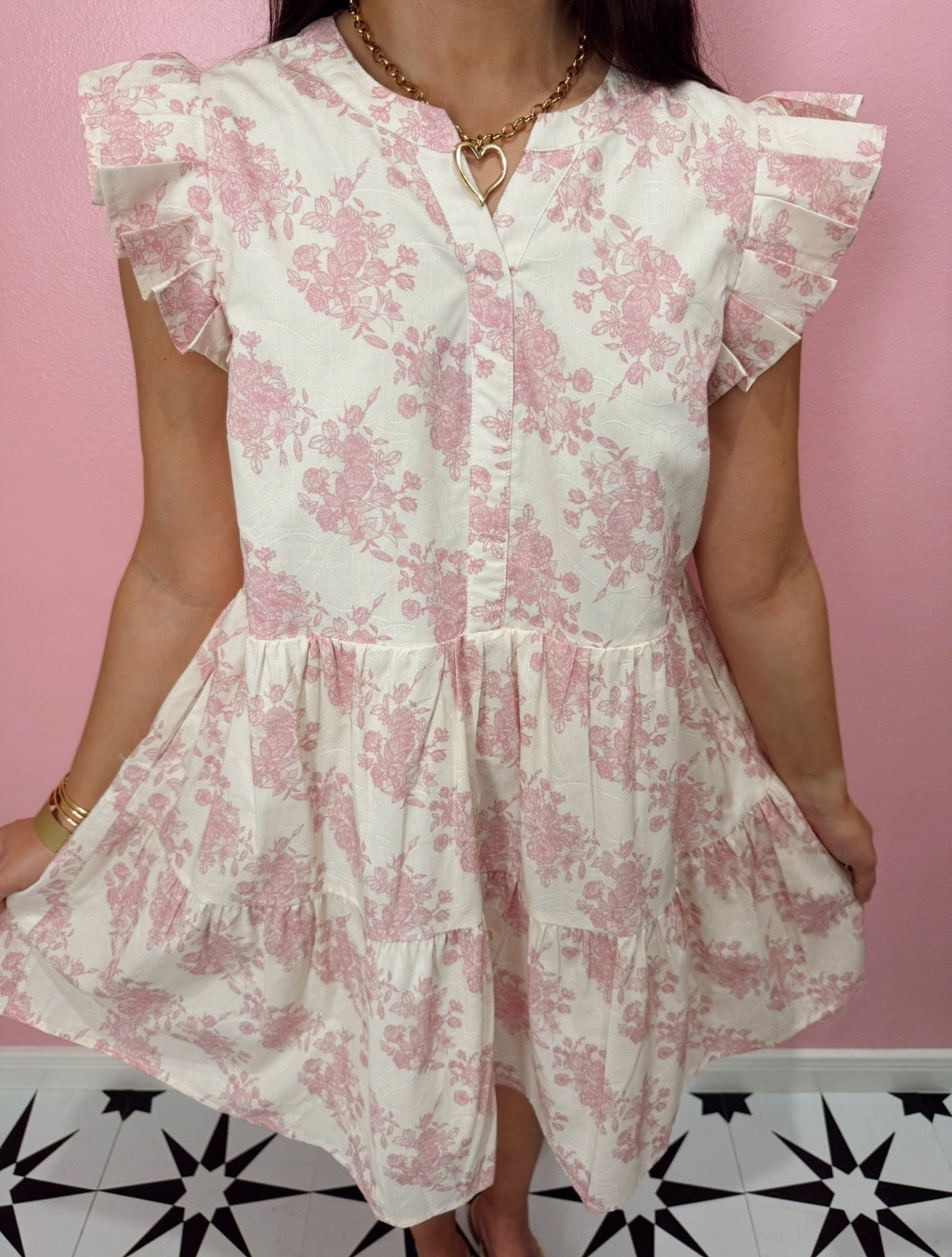 Pink & Cream Floral Dress