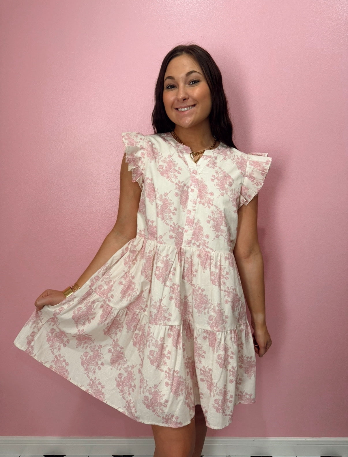 Pink & Cream Floral Dress