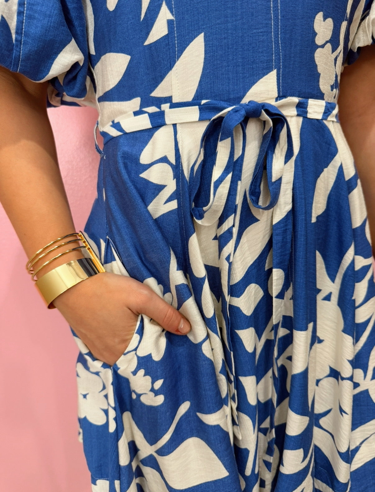 Blue & Cream Floral Dress