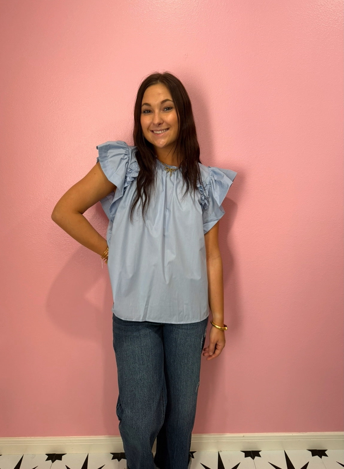 Baby Blue Ruffle Top
