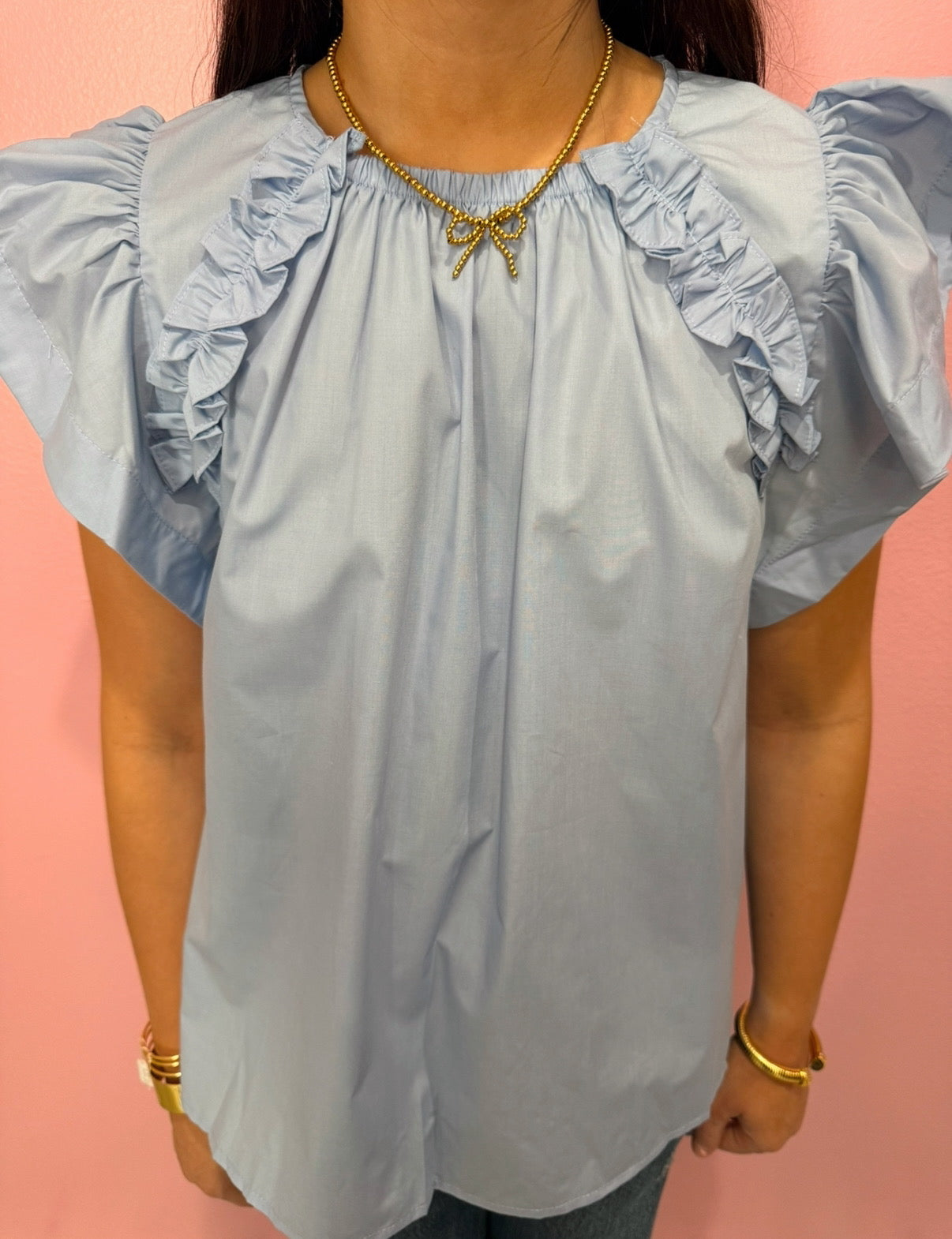 Baby Blue Ruffle Top