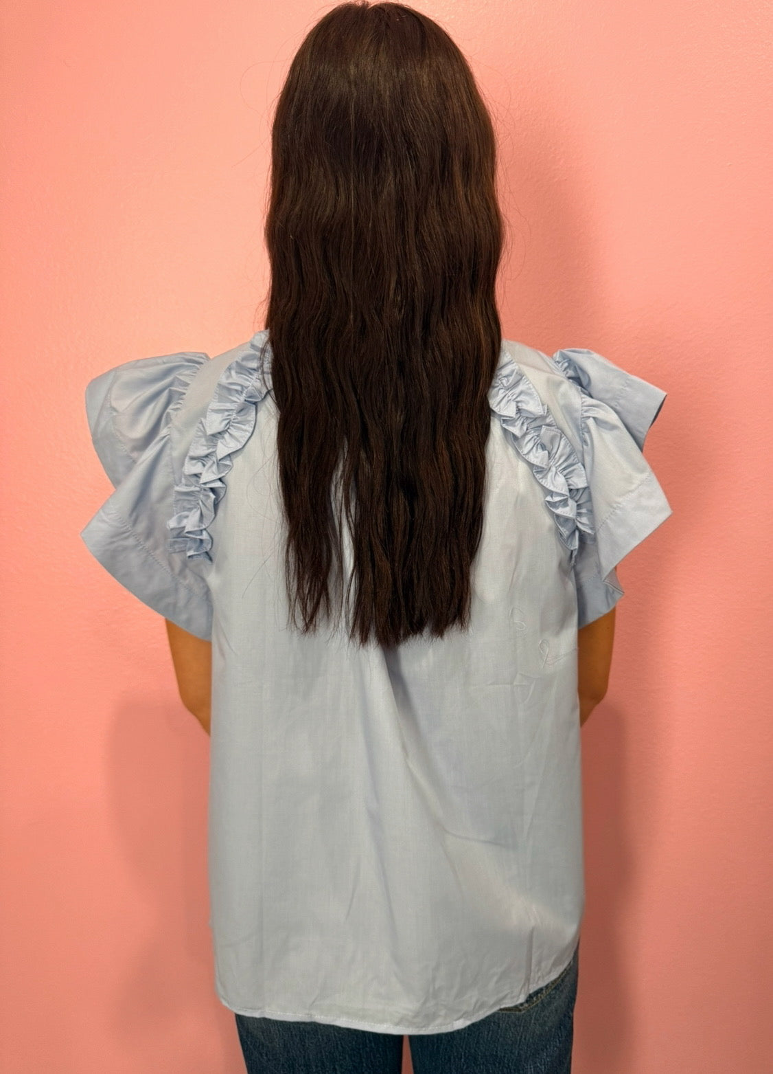 Baby Blue Ruffle Top