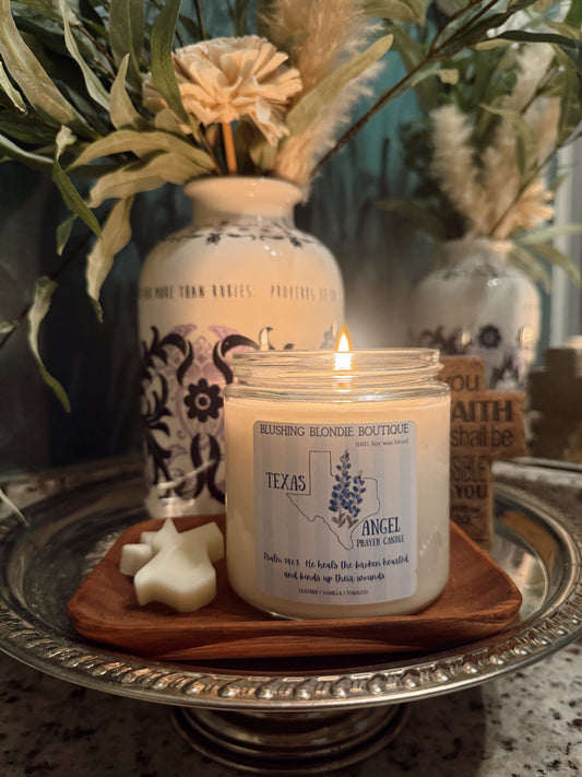 Texas Angel Prayer Candle (ALL PROFIT WILL BE DONATED)