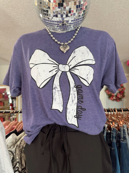 Purple Game Day Bow Graphic Tee
