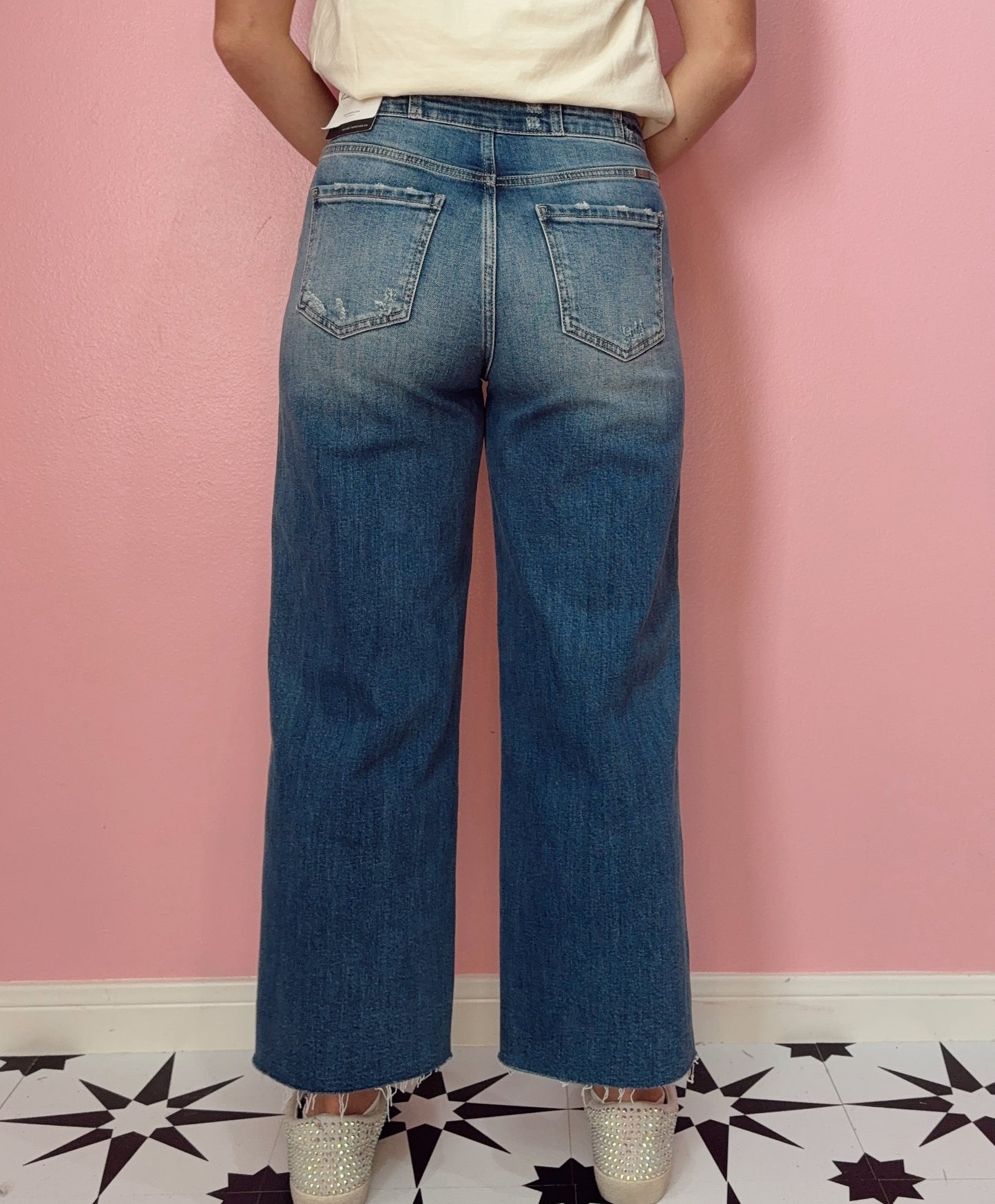 Kancan- Denim High Rise Crop Wide Leg Jeans