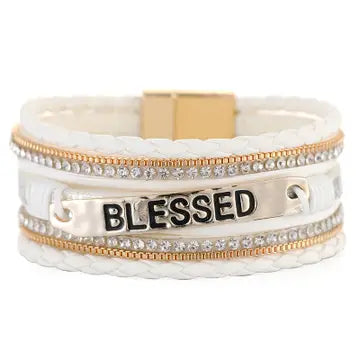 Blessed Leather Muli Strand Bracelet