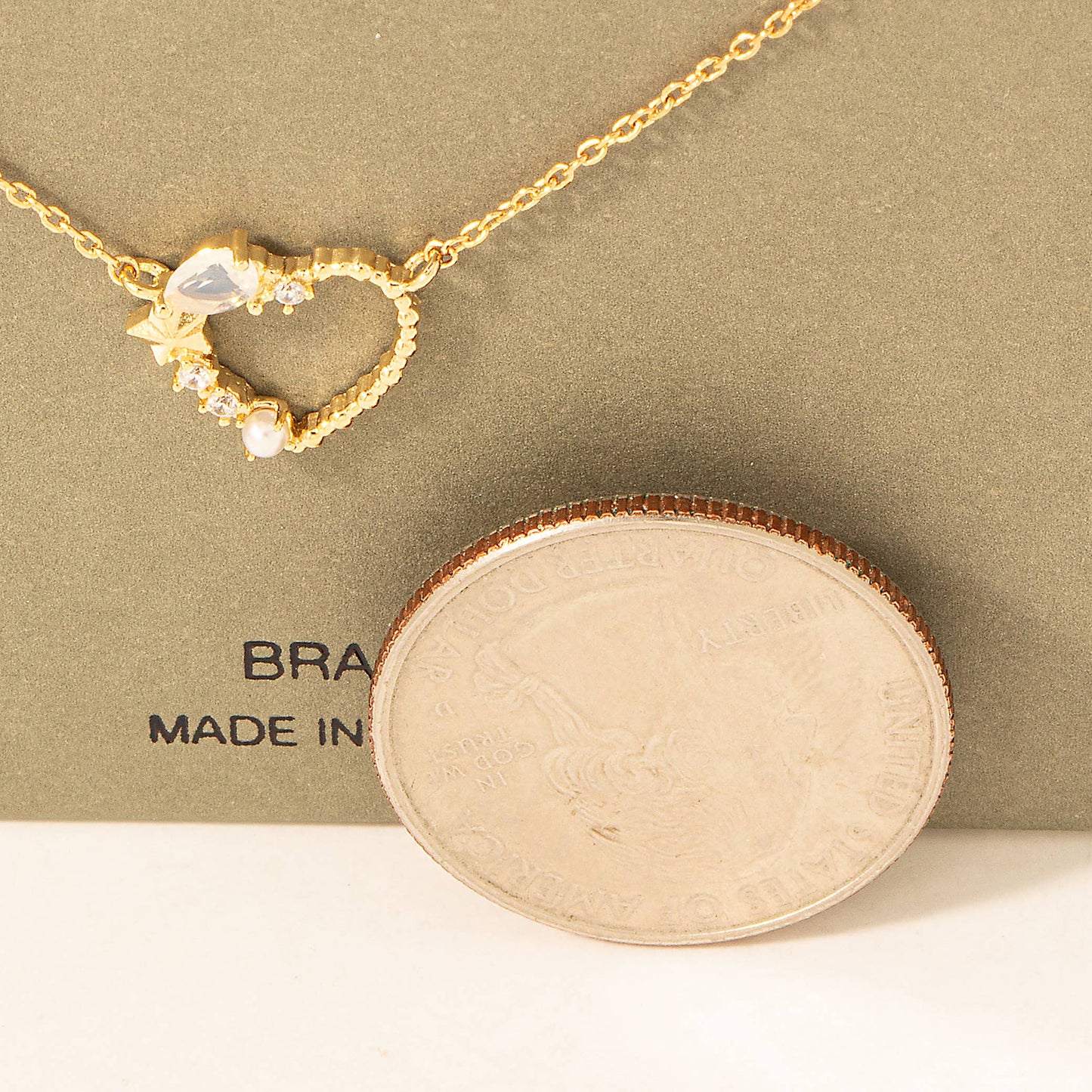 Rhinestone Cluster Heart Pendant Necklace