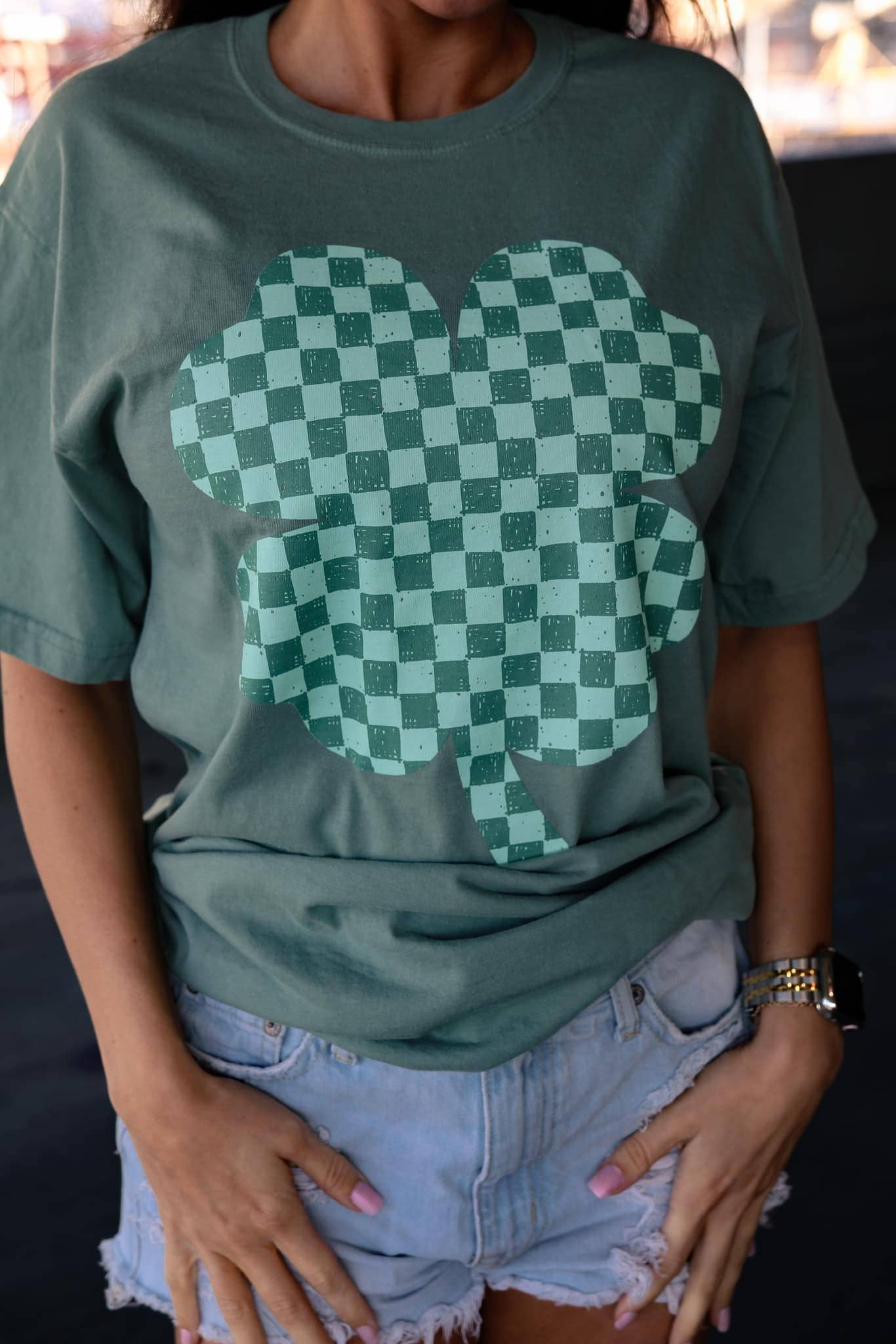 Checkered Clover Graphic Tee