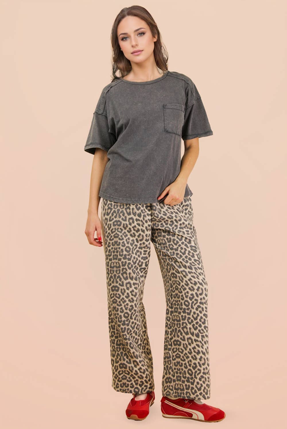 Leopard Cotton Stripe Pants