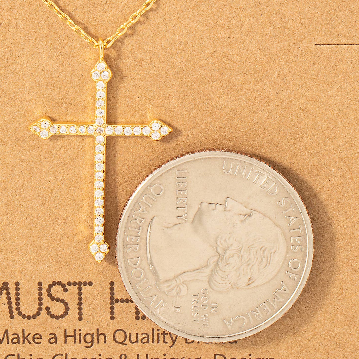 Dainty Chain Pave Cross Pendant Necklace