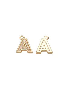 Gold Cubic Zirconia Pave Letter Charms