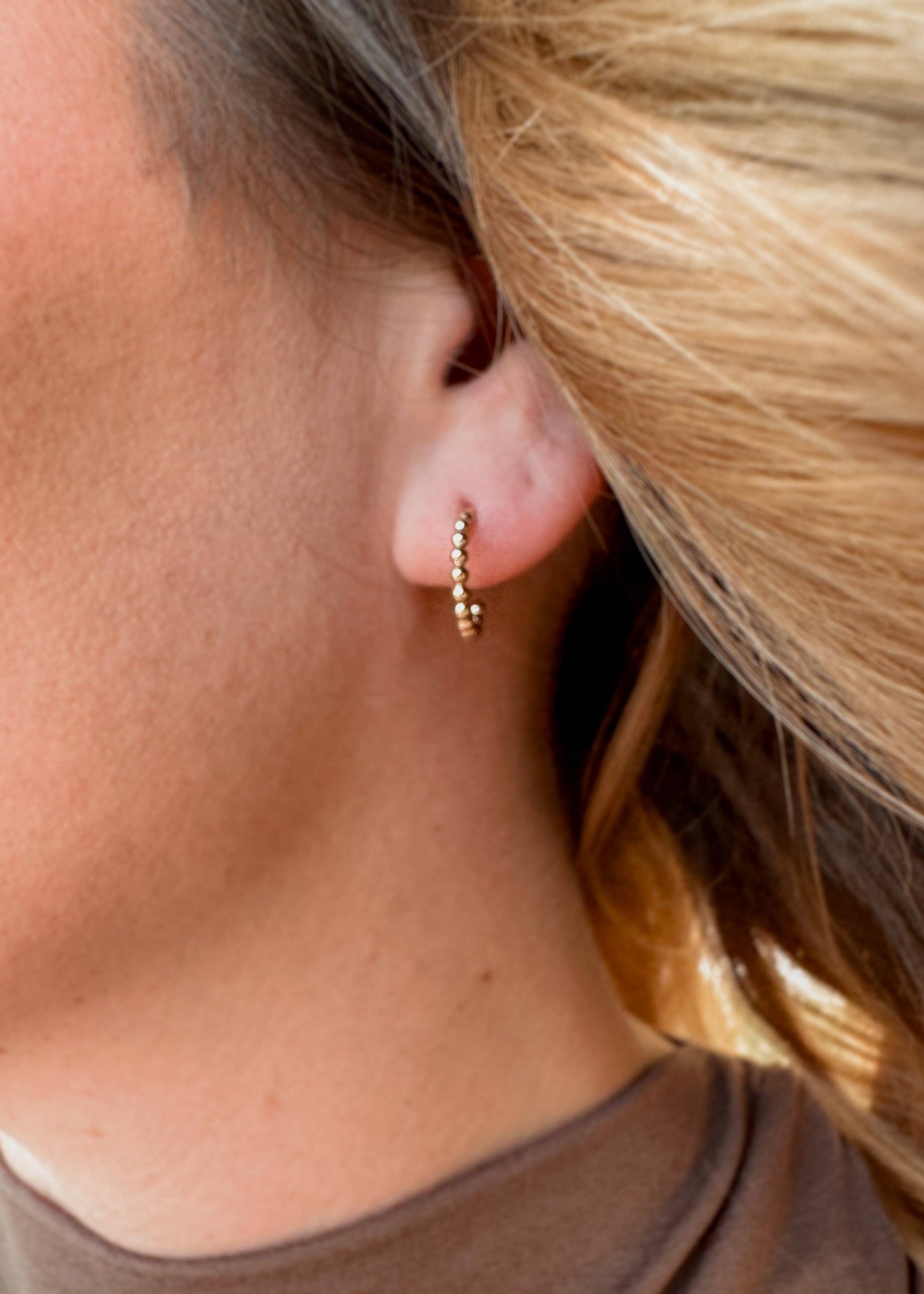 Barberry & Lace Handmade Jewelry - Beaded Huggie Hoop Earrings - Hypoallergenic, Waterproof