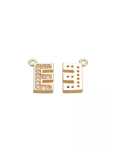 Gold Cubic Zirconia Pave Letter Charms