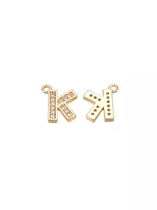 Gold Cubic Zirconia Pave Letter Charms