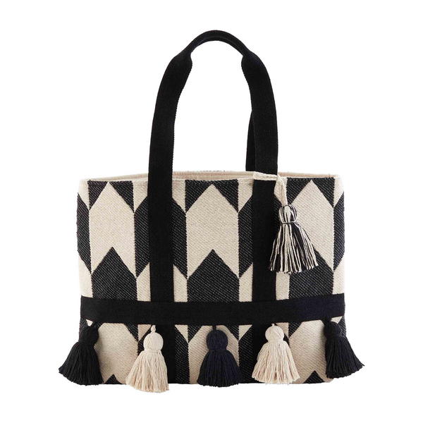 Woven Cotton Tassel Tote