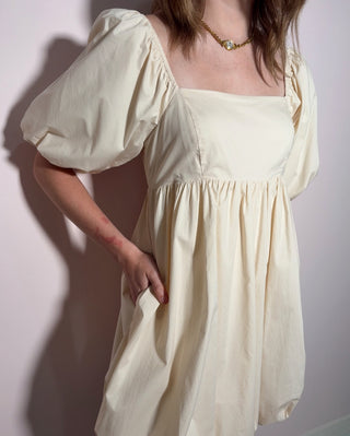 Cream Square Neck Bubble Dress