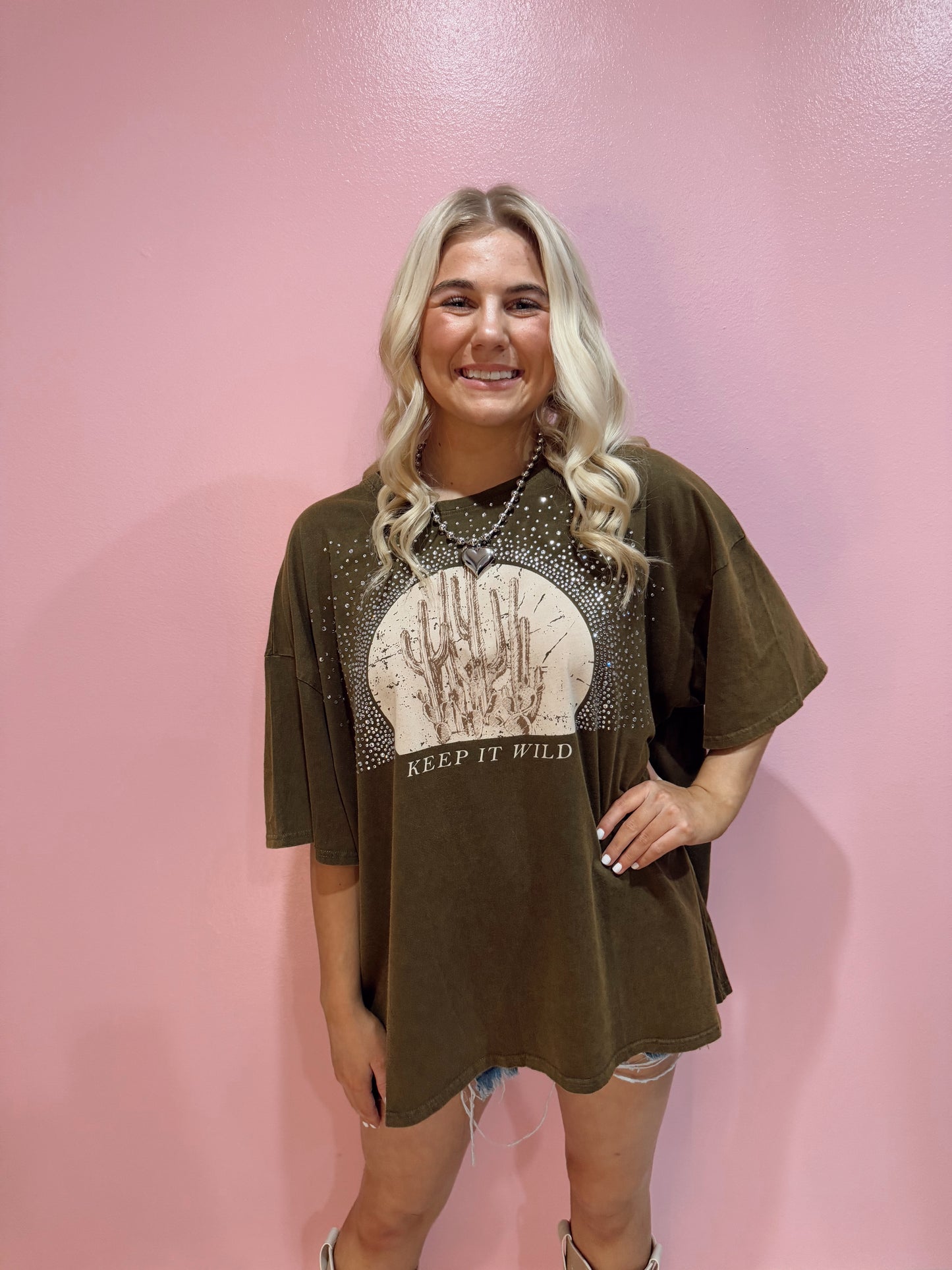 Keep It Wild Rhinestone Graphic Tee