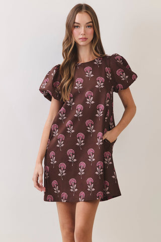 TCEC - CD07462-Floral Print Bow Back Mini Dress
