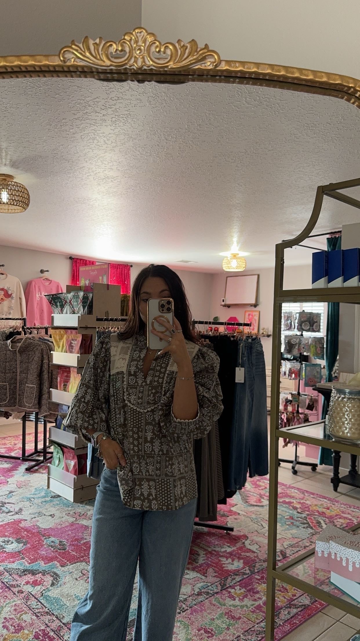 Mocha Floral Lace Top