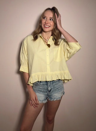 Butter Ruffle Trim Top