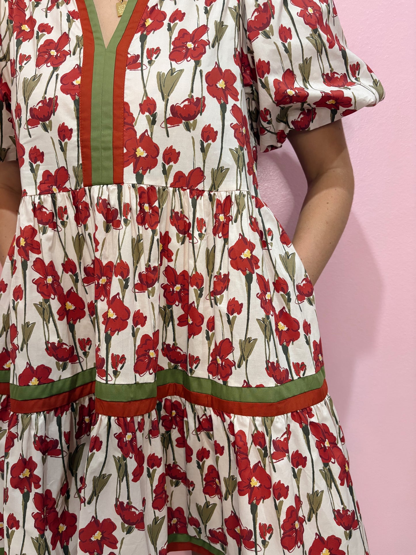 Rust Fall Floral Print Dress