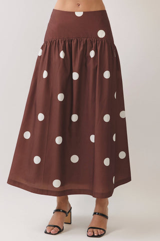 Polka Dot Gathered Maxi Skirt