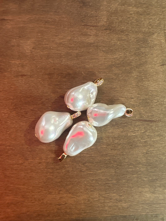 Chunky Pearl Charm with Rhinestone Connecter Charm