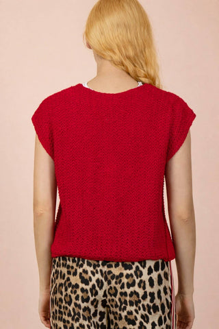 VERY J - 12W3377N-Button Down Knit Sweater Vest