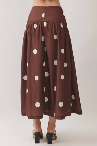 Polka Dot Gathered Maxi Skirt