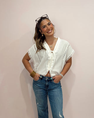 Marshmallow Tie Front Top