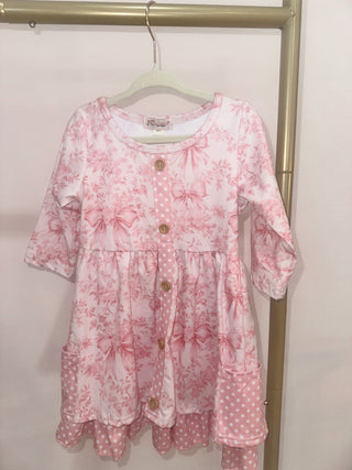 Pink Damask Girls Dress