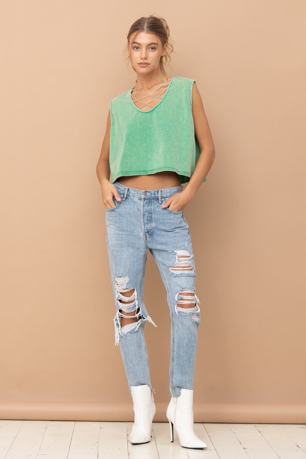 Kelly Green Rhinestone Top