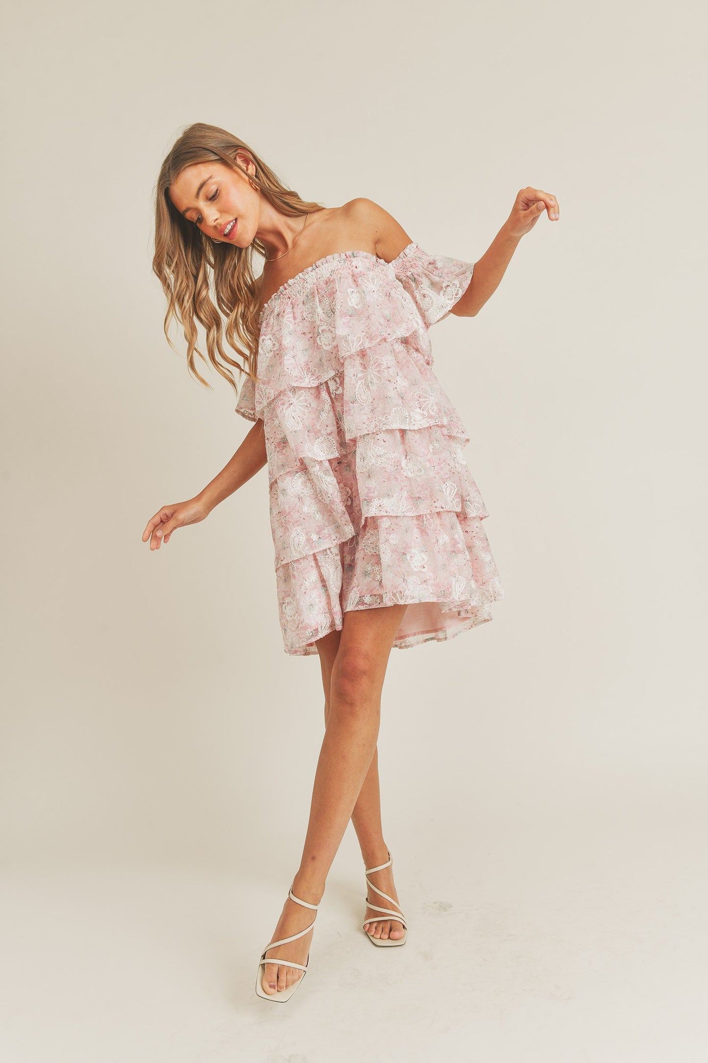 Light Pink Four Teir Mini Dress