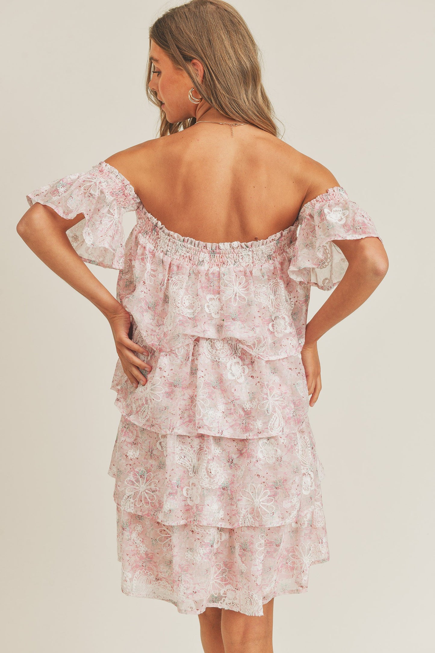 Light Pink Four Teir Mini Dress