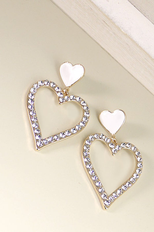 Rhinestone Heart Drop Earrings