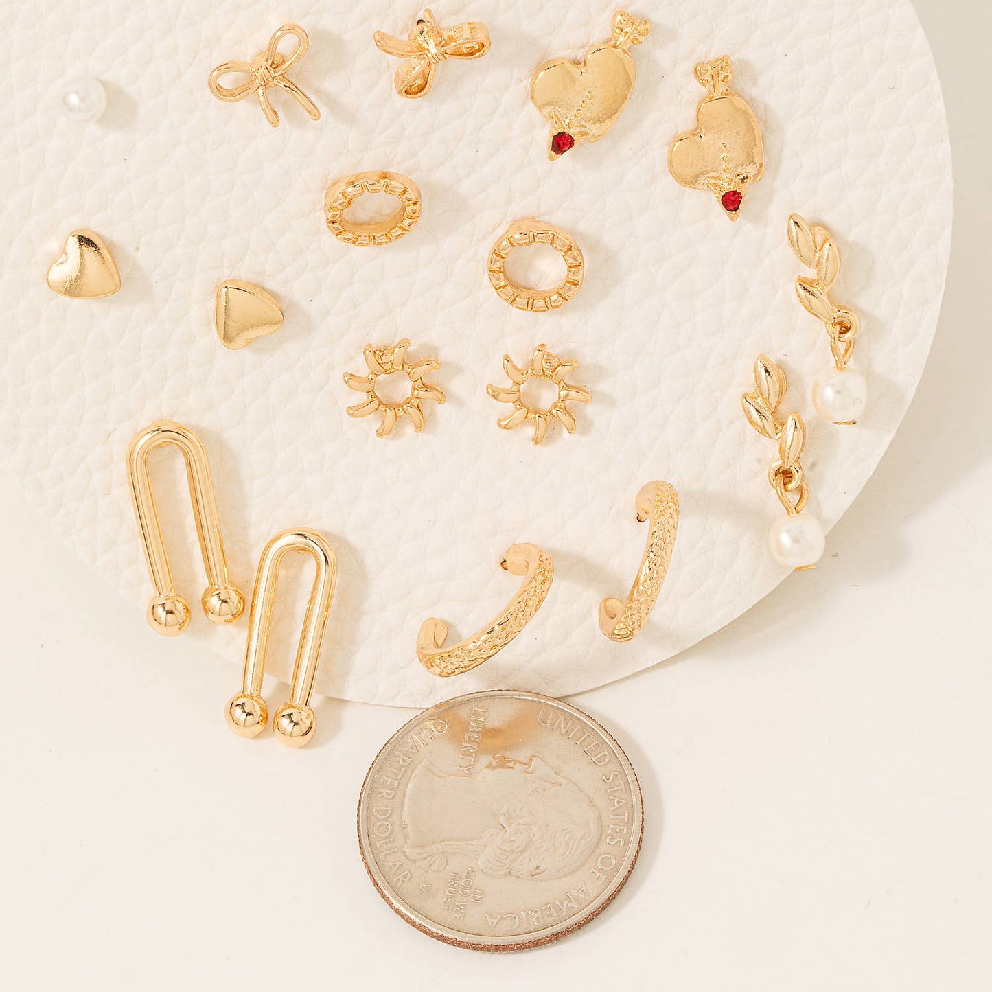 Assorted Love Theme Studs And Hoops Earrings Set