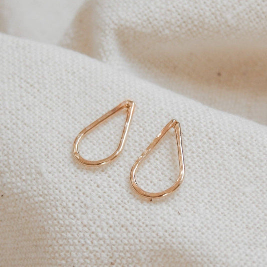 Barberry & Lace Handmade Jewelry - Hammered Teardrop Stud Earrings - Hypoallergenic, Minimalist