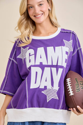 Main Strip - Game Day Star Patch Sweatshirt – Sporty Varsity Top