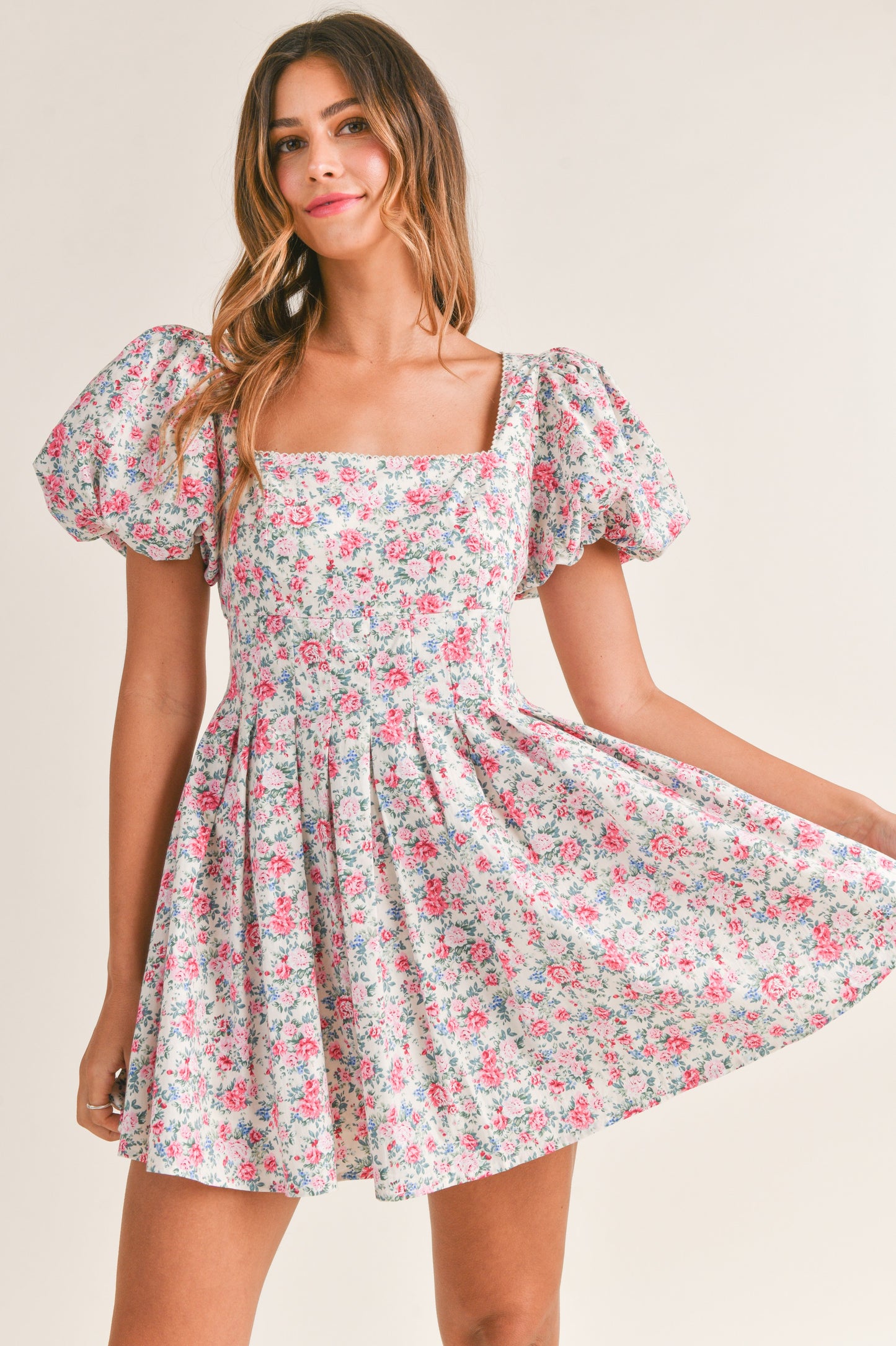 Madeline Puff Sleeve Floral Mini Dress
