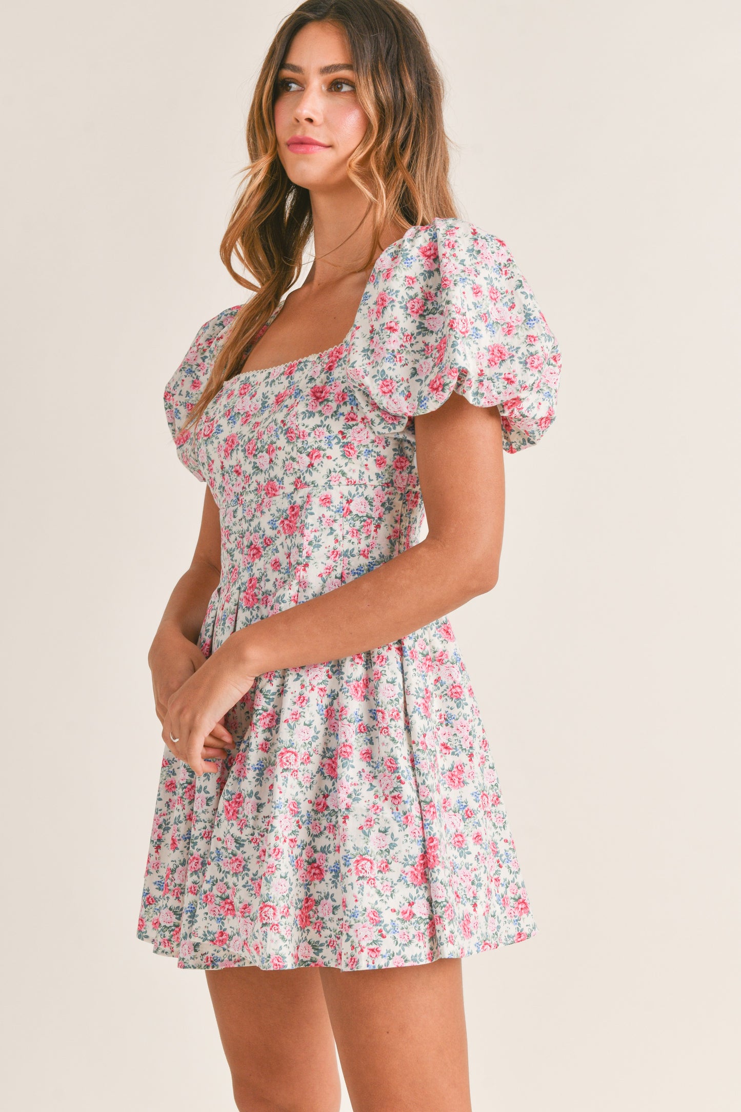 Madeline Puff Sleeve Floral Mini Dress