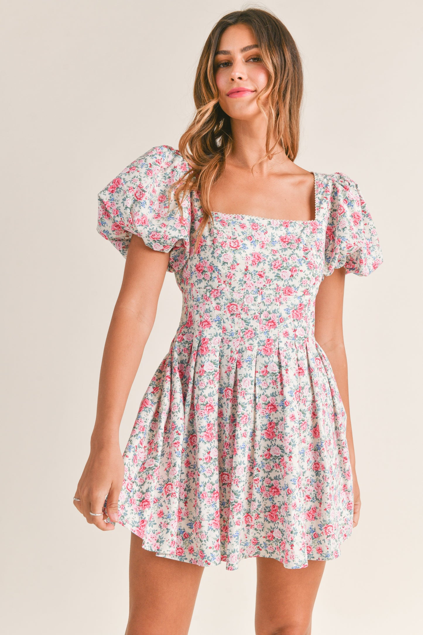 Madeline Puff Sleeve Floral Mini Dress