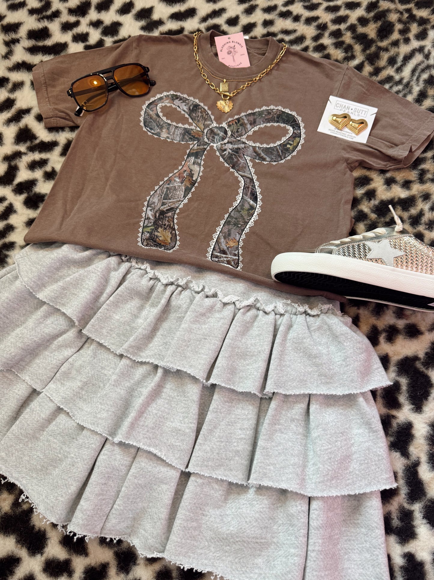 Camo Lace Bow Graphic Tee