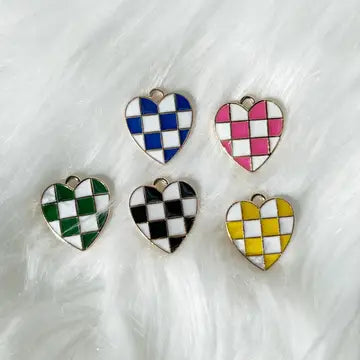 Checkered Heart Charm