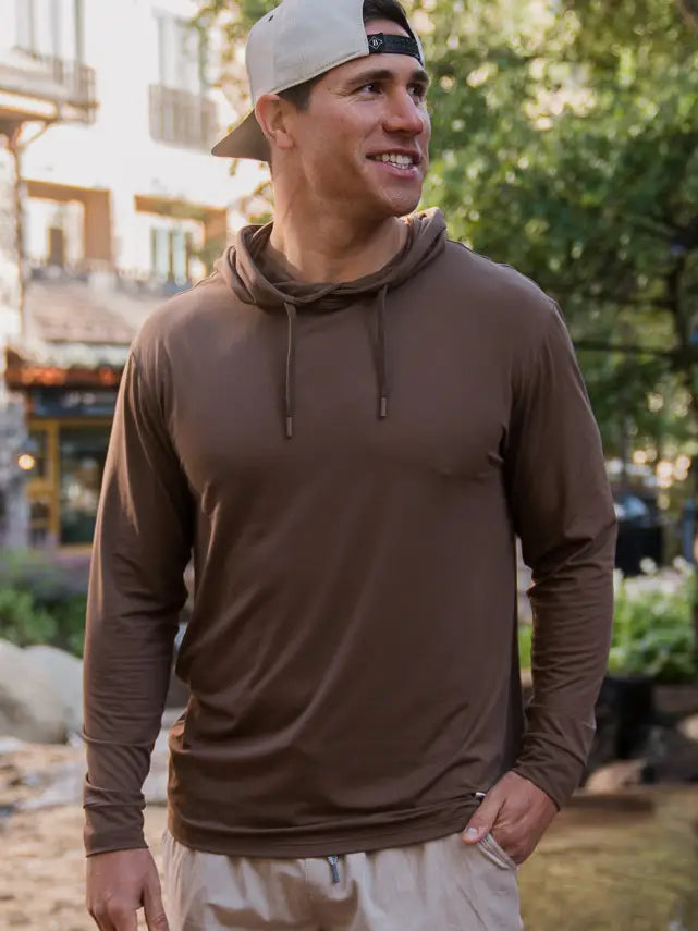 Performance Hoodie - Heather Brown