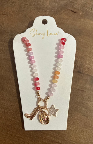 Multi-Colored Beaded Western Charm Necklace