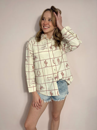 Embroidered Western Button Down