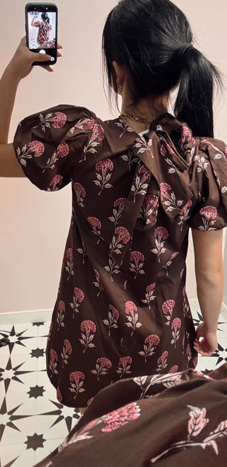 Floral Print Bow Back Mini Dress