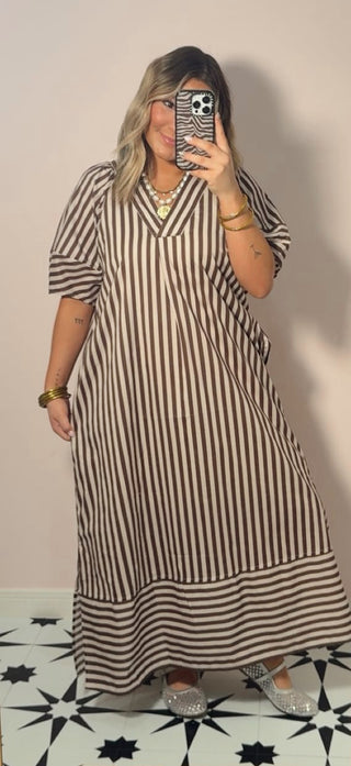Mocha Muse Stripped Dress